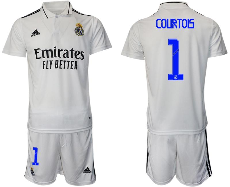 Men 2022-2023 Club Real Madrid home white #1 Adidas Soccer Jersey->real madrid jersey->Soccer Club Jersey